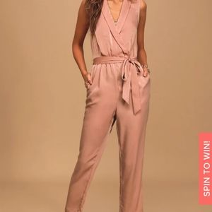 Satin Sleeveless Jumpsuit - Mauve